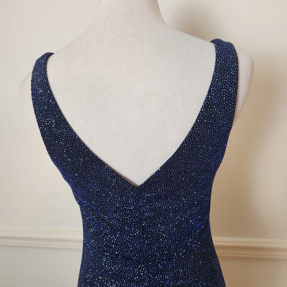 VTG Y2K 90s City Triangles Dress Sz Medium Glitter Blue Maxi Formal Fairy Sparkl - Picture 8 of 11